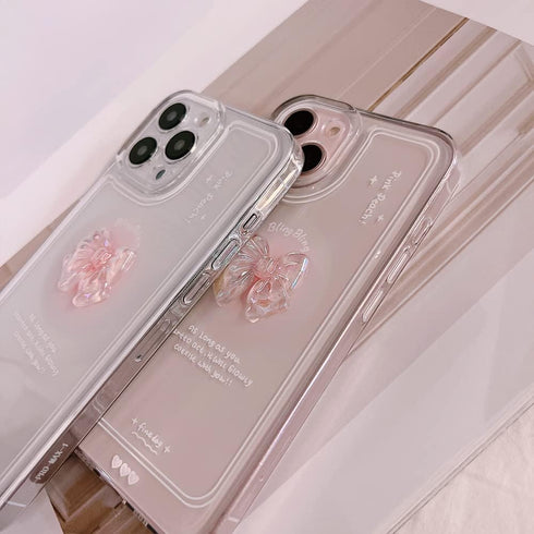 Ownest iPhone 13 Case: Cute 3D Pink Bowknot, Slim Clear Design, Aesthetic Camera Lens Protection for Women & Teens.
