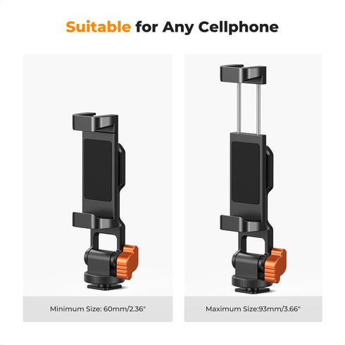 K&F Concept Metal Phone Tripod Mount, Universal Smartphone Stand with 2 Cold Shoe Mount, Adjustable Cellphone Holder