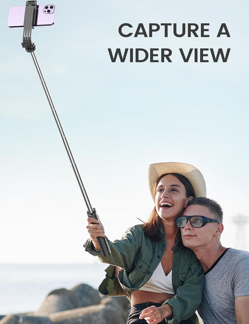 ANXRE 50" Selfie Stick Tripod with Fill Light and Stable Base, Extendable Phone Tripod with Detachable Wireless Remote