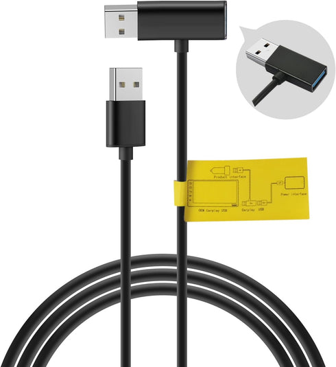 Flgocexs USB Splitter USB Power Data Adapter Y-Cable Black for Android Auto Wireless