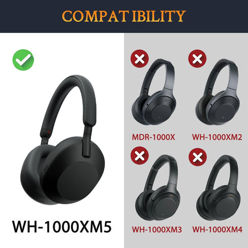 SOULWIT Cooling-Gel Replacement Earpads for Sony WH-1000XM5 (WH1000XM5) Noise Canceling Headphones, Ear Pads Cushions with High-Density Noise Isolation Foam, Added Thickness - Navy Blue