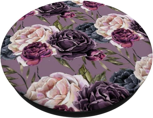 Vintage purple pink flower pattern romantic rose botanical PopSockets Standard PopGrip