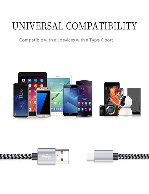 Fast Charging USB Type C Cable 5 Pack (6Ft 3A) - Tpc001 Braided C Charger for Samsung S10e, Note 9, S9, S8 Plus, A80,