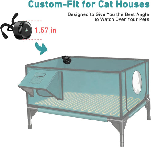 Lisviva 1080P 130Ultra-Wide Mini WiFi Camera for Heated Cat House, HD, Night Vision, Motion Detection, Angle, Local