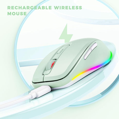 PEIOUS Wireless Mouse Jiggler - LED Wireless Mice with Built-in Mouse Mover, Rechargeable for Laptop