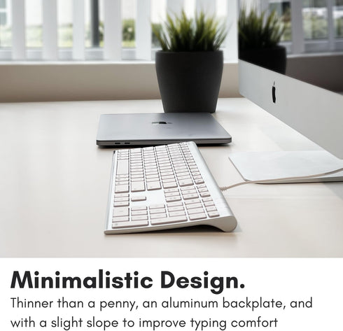 Macally Ultra Slim USB Wired Computer Keyboard, Full Size for Apple & Windows, Low Profile