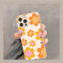 Indie Smile Face Flower Daisy Power Phone Case for iPhone 14 Pro Max, Retro 90s Orange Aesthetic Design