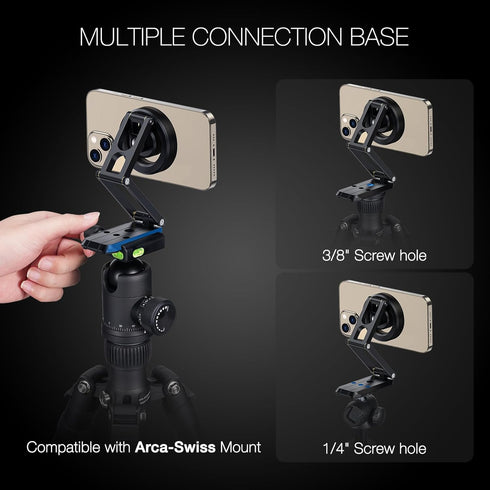 Magnetic Pocket Phone Tripod, Foldable Compatible with MagSafe iPhone 15/14/13/12 Plus Pro Max Series, All in One Desk