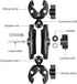 PULUZ Double Camera Clamp Mount, Crab Plier Clip Bracket Magic Arm, Umbrella Clamp for Motorcycle, Bike, Desktop