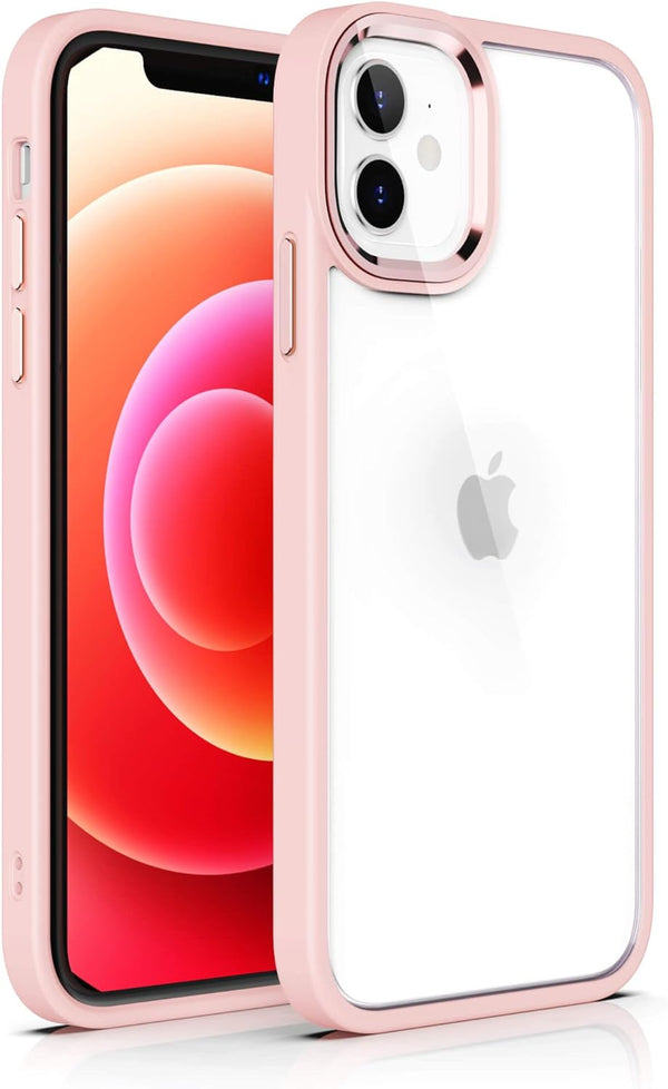 ULAK iPhone 12 Case (Baby Pink) - Clear Transparent Bling Soft TPU Shockproof Protective Cover for iPhone 12 & Pro
