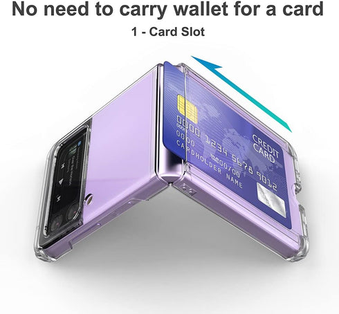 Slim Hard Rugged TPU Edge Case Cover for Galaxy Z Flip 3 with Clear Card Slot, Z POP