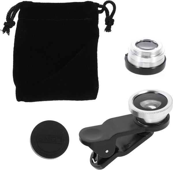 OUNONA 2 Sets 3-in-1 Clip-on Smartphone Camera Lens Kit with Fisheye Wide Angle