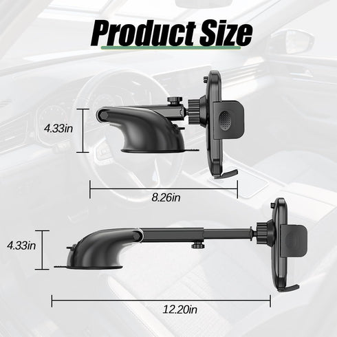 TNAIYH 360 Car Phone Holder, Strong Suction Cup Vehicle Windshield Dashboard Air Vent Cellphone Mount, Rotating