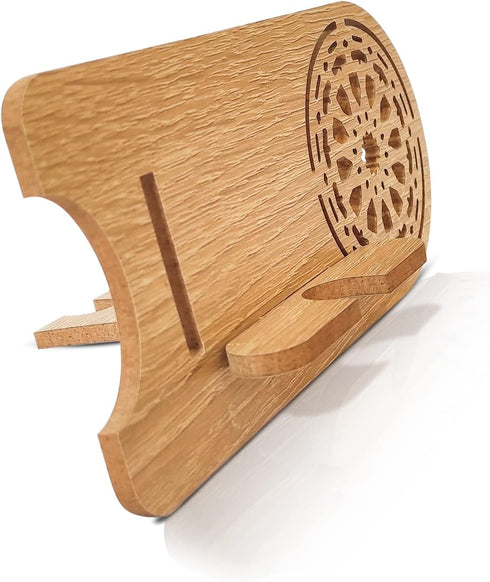 Wooden Desk Cell Phone Stand, Charging Organizer Compatible with iPhone, iPad, and Tablets, Use Horizontally or