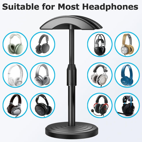 Universal Headphone Stand, Clear - Desk Hanger Holder Organizer for Gaming Headset, Premium Craftsmanship