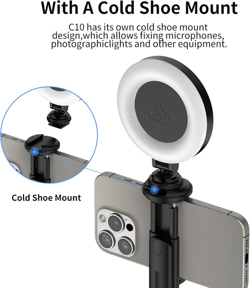 Joyful Energy 72 Inch Joyful Tripod Stand and Selfie Stick Expandable Phone Tripod Stand with Remote Control and Cool
