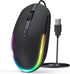 seenda Wired Mouse, USB Computer Mouse with RGB Backlit Optical LED, Attached USB Cord for Laptops, Black