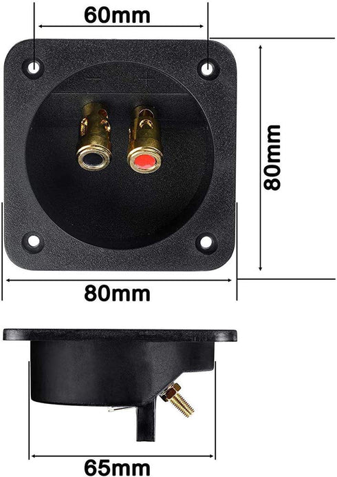 3.1 Square Double Binding Gold Plate Push Spring Loaded Jacks Connector Speaker Box Terminal Cup with Screws (Black - 4pcs)