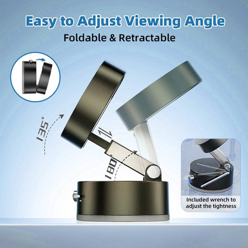AUKSKY 17 16 15 14 13 12, Vacuum Magnetic Phone Holder, Foldable Car Mount with Windshield Suction Cup & Metal Ring