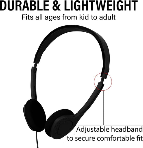 Maeline Bulk Classroom Student Headphones On Ear Stereo Headphones for Kids Online Learning, Library, School - 1 Pack -