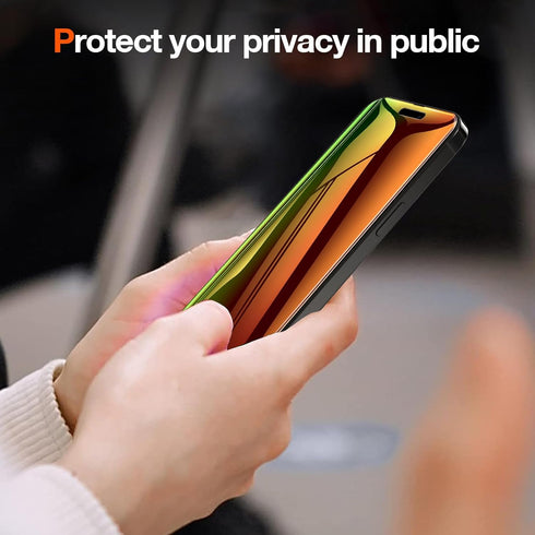 Fotbor Privacy Screen Protector for iPhone 15 Pro Max / 15 Plus, 2 Pack Colorful Gradient Anti-Spy Anti-Blue Light Eye