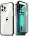 COOLQO Compatible iPhone 13 Pro Case, Black, with 2 x Tempered Glass Screen Protector, 360 Full Body Coverage