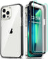 COOLQO Compatible iPhone 13 Pro Case, Black, with 2 x Tempered Glass Screen Protector, 360 Full Body Coverage