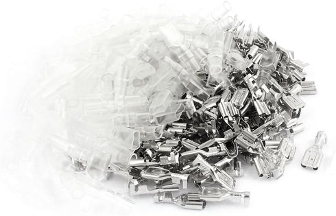 uxcell 100 Sets Female Wire Terminal Connector - 6.3mm Locking Stud Width with Jacket