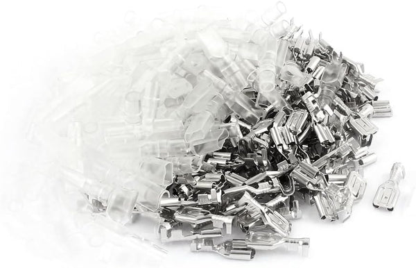 uxcell 100 Sets Female Wire Terminal Connector - 6.3mm Locking Stud Width with Jacket