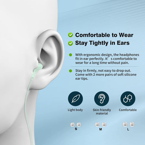 USB C Headphones Magnetic Wired Earbuds Noise Canceling in-Ear USB Type C Earphones with Microphone Volume Control