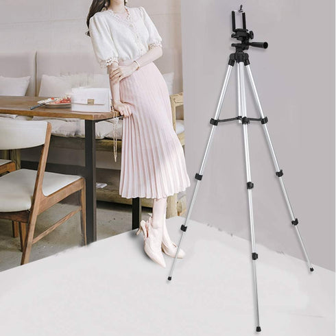 Hilitand Phone Tripod Stand, Cell Phone Selfie Stick Tripod with Phone Holder, Compact Size Extendable Aluminum Travel