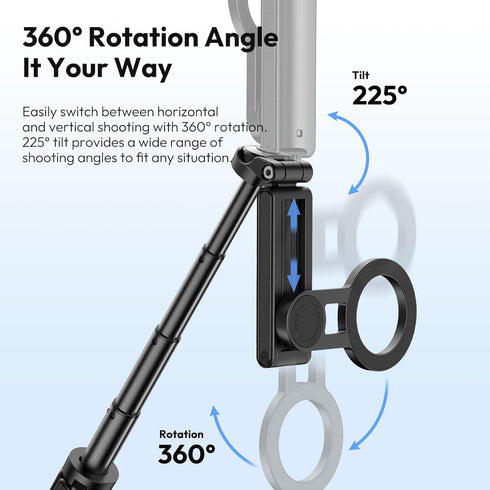 ULANZI JJ03 3-in-1 360 17 16 15 14 13 12 Magnetic Mini Tripod for Phone with Remote, Pocket Selfie Stick Handle Grip