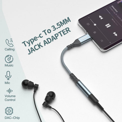 USB C to 3.5mm Jack,Type C to Headphone Adapter USBC to Car Aux Audio Earphone Speakers Cable Converter Compatible with Samsung Galaxy S22 S21 S20 Ultra Note 20, Huawei Mate 40/P30, Xiaomi 9 8