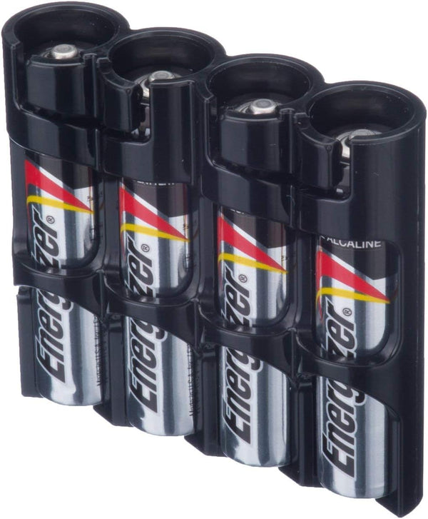 by Powerpax Slimline AAA Battery Storage Caddy, Black, Holds 4 Batteries (Not Included)