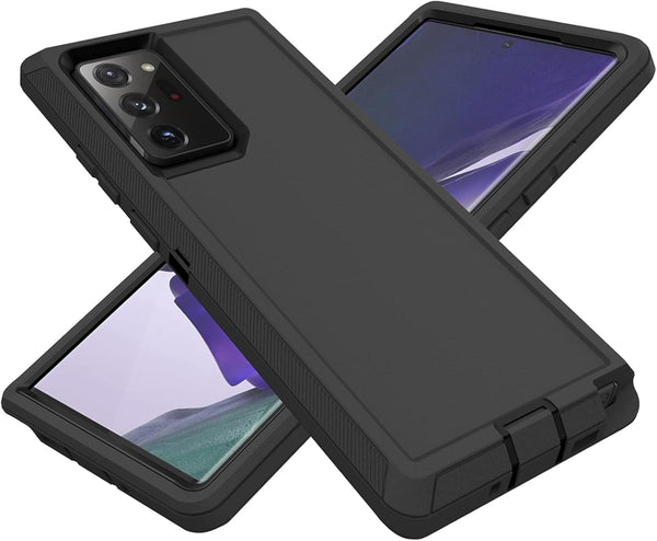 for Samsung Galaxy Note 20 Ultra Case, Heavy Duty Defender Dustproof Shockproof Protection 3 in 1 Rugged Cover, Black