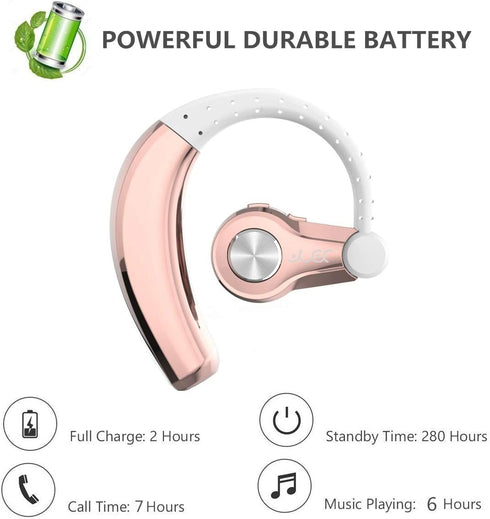 Wireless Headset with Mic - Comfy Wireless Earbud with 8 Hrs HiFi Sound, Compatible with Android/iPhone, Rose Gold