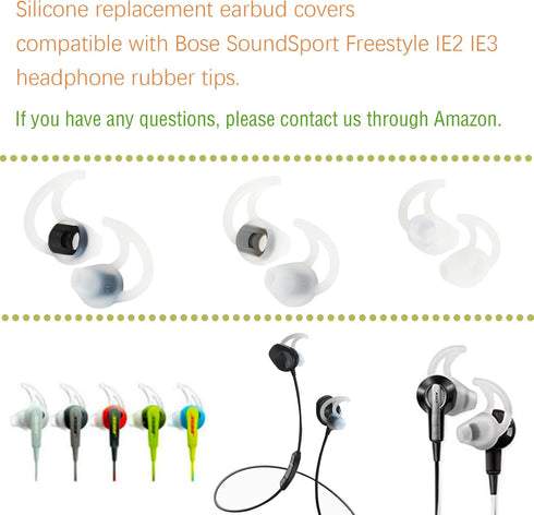 Silicone Earbud Replacement Tips, Covers Compatible with Bose SoundSport, Freestyle IE2 IE3 Headphone, 3 Pairs S M L