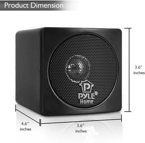 Pyle Home 3" Mini Cube Bookshelf Speakers - 100W Passive Speaker Pair with 3" Paper Cone Driver, Black
