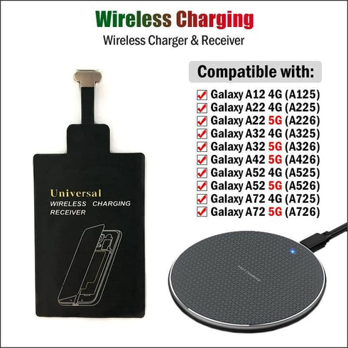 Wireless Charger PAD + External Receiver U01 for Samsung Galaxy A12 A22 A32 A42 A52