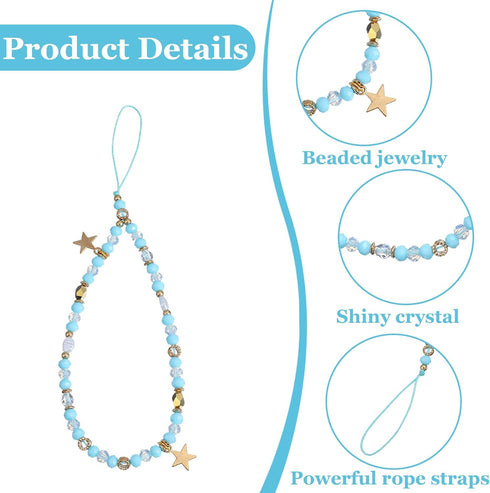 Ymapinc Handmade Black Beaded Phone Wrist Strap with Kawaii Star Charm