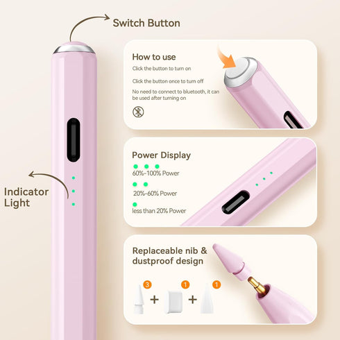 Hastraith iPad(2018-2026)-13 11/10/9/8/7/6th 5/4/3/M4/M3/M2, 13"/12.9"/11"/M4, 7/6/5th, Stylus Pen for Mins Fast Charge