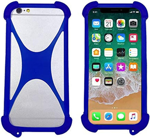 Zittop Universal Smart Phone Bumper Case, Elastic Soft Silicone Cover for 5.2" Phones, Blue