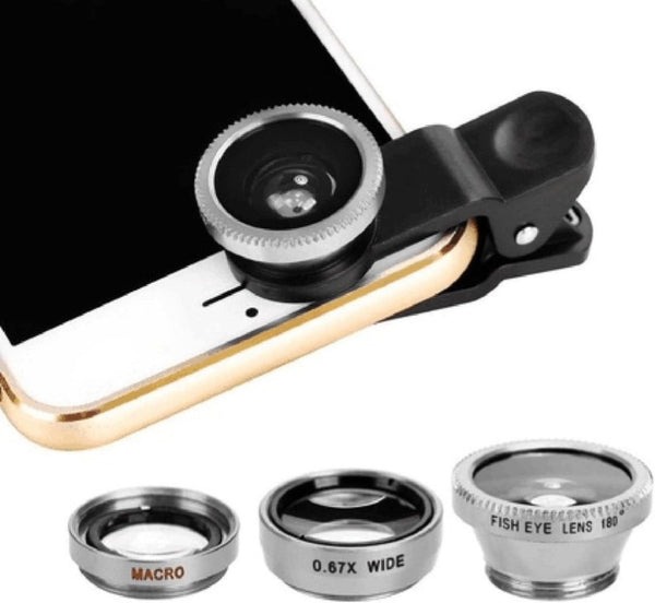 ulafbwur 3 1 Aluminum Alloy in Mobile Phone Fish Eye Super Wide Angle Macro Camera Lens Kit with Clip