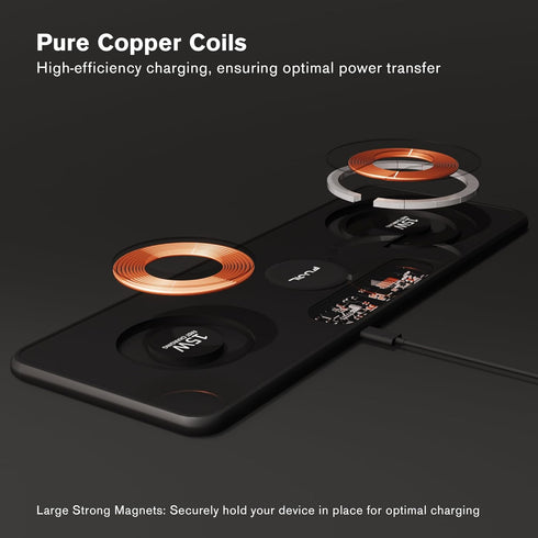 3 in 1 Magnetic Charging Pad, Double 15W Fast Wireless Charging Station for iPhone 15/14/13/12, Android, Apple Watch