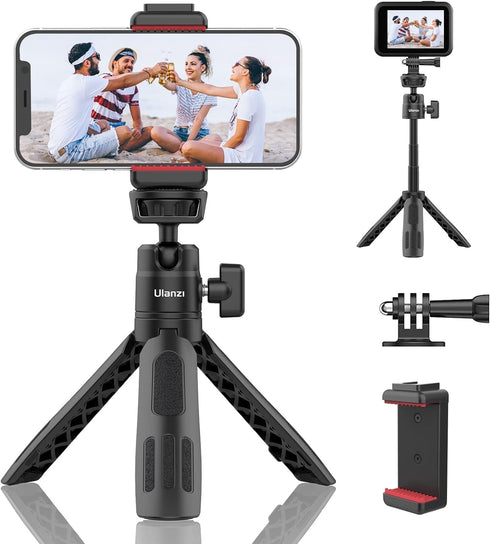 ULANZI M12 Extendable Selfie Stick for Gopro, Portable Vlog Tripod Stand with Phone Mount and Gopro Adapter