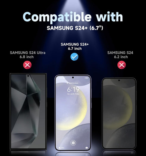 MAGIC JOHN 2 Pack for Samsung Galaxy S24 Plus/ S24+ Privacy Glass Screen Protector 6.7 inch, Anti-spy Tempered Glass Film, Auto Dust-Elimination Installation, Bubble Free, Case Friendly, Anti-Scratch