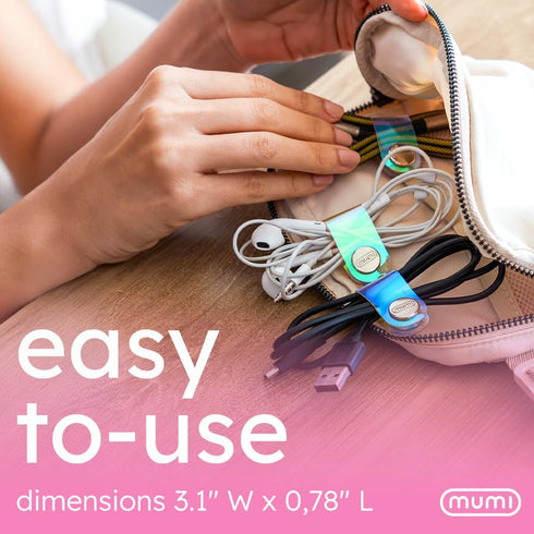 MUMI Holographic Cord Organizer, Stylish Cable Ties and Wraps for Cable Management, Set of 3 Durable Straps
