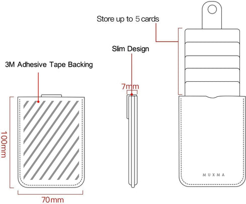 Phone Card Holder RFID Sleeve, PU Leather Back Stick-On Wallet for 5 Cards, Cash for iPhone/Android/Samsung (Gold)