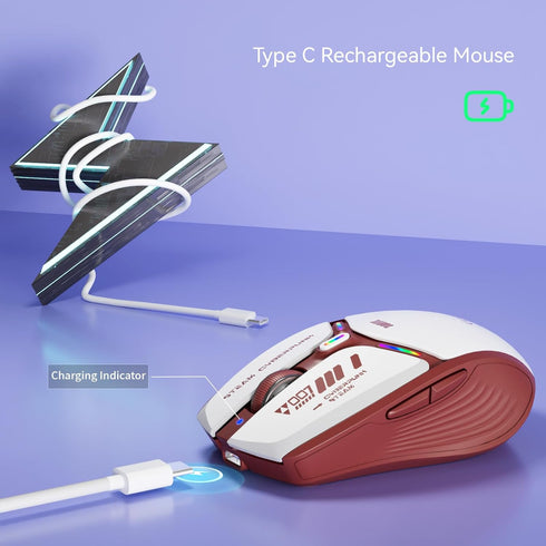 Uciefy V19 Wireless Mouse, 2.4GHz Rechargeable LED Mouse with Battery Indicator, Magnetic Mice with USB Receiver &