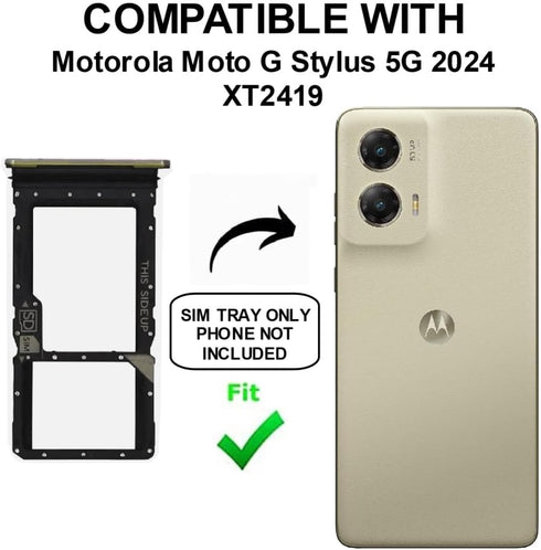 PHONSUN XT2419 5G 2024 Replacement Sim Card Tray SD Card Slot Holder for Motorola Moto G Stylus (Gold) with Stainless